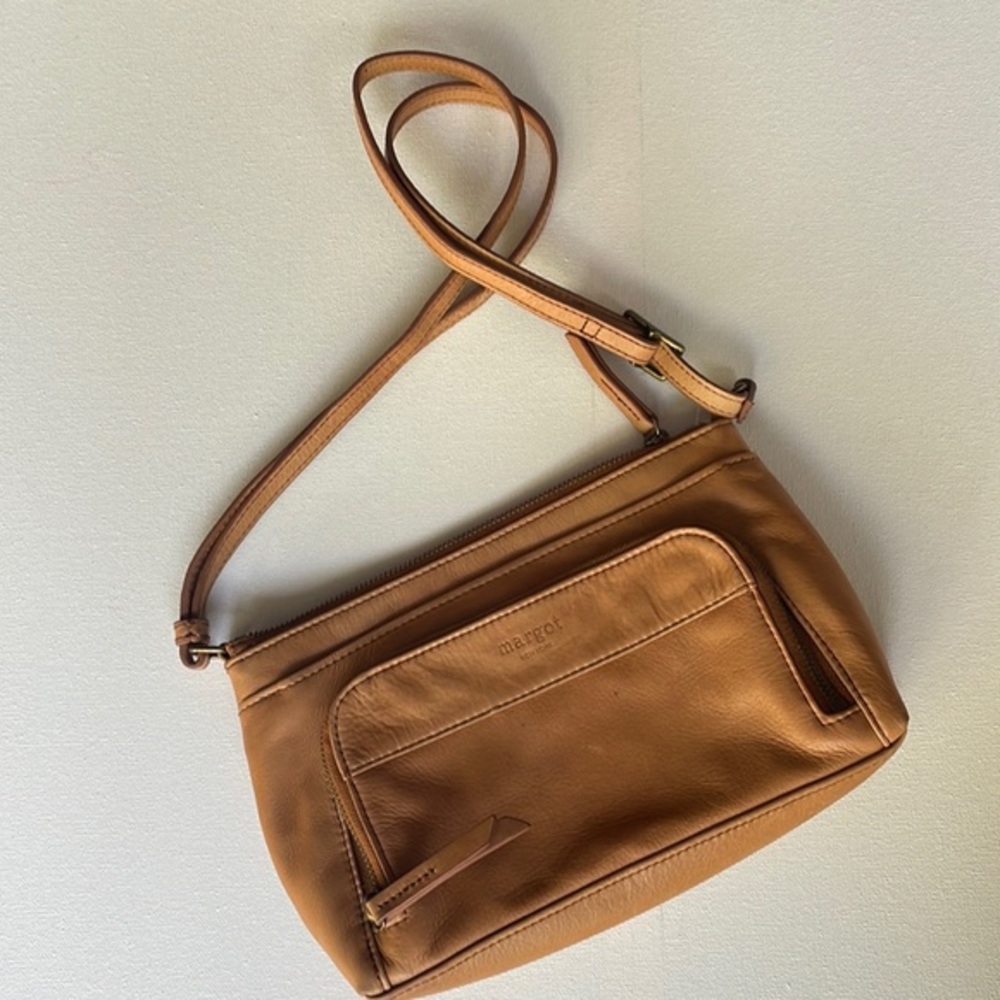 Margot New York Tan Leather Purse adjustable strap soft